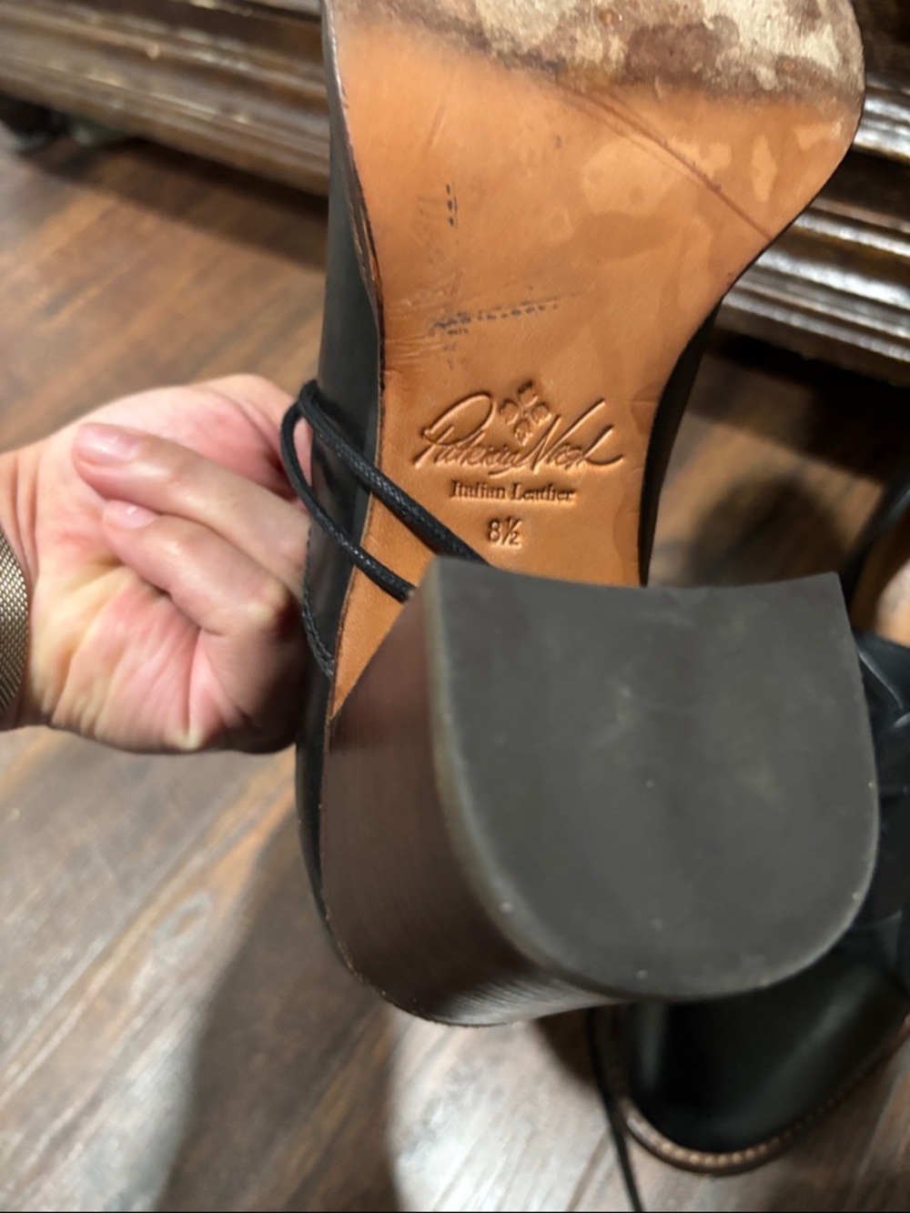 Patricia Nash Black Leather Lace-Up Ankle Booties - Picture 6 of 7
